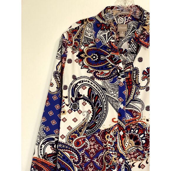 Chicos Large Shirt Button Up Wrinkle Resistant Paisley Print Long Sleeve Collar - Picture 5 of 14